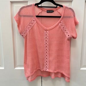 Nikki Rich coral short sleeve top